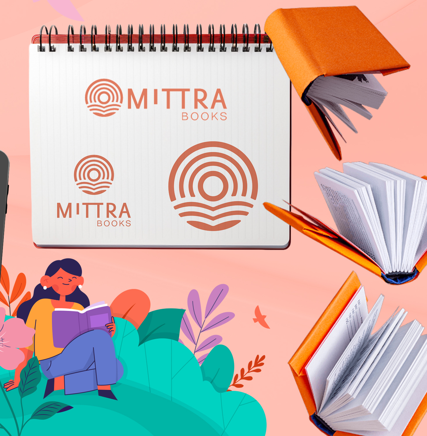 Mittra books Website e logo para editora