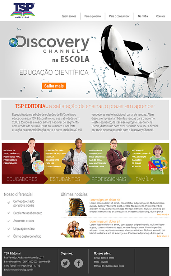 Layout e banners - full Layout para site editora TSP - Full