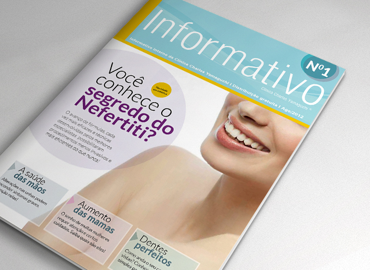 Capa informativo interno Capa e chamadas de informativo interno sobre beleza