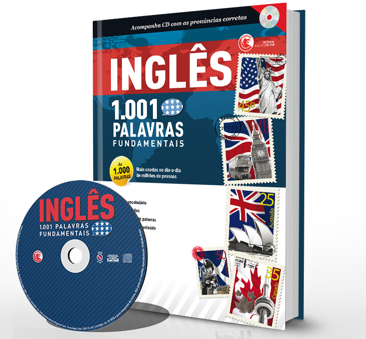 Capa e ilustrações de livro de inglês Capa livro 1001 Palavras em Inglês