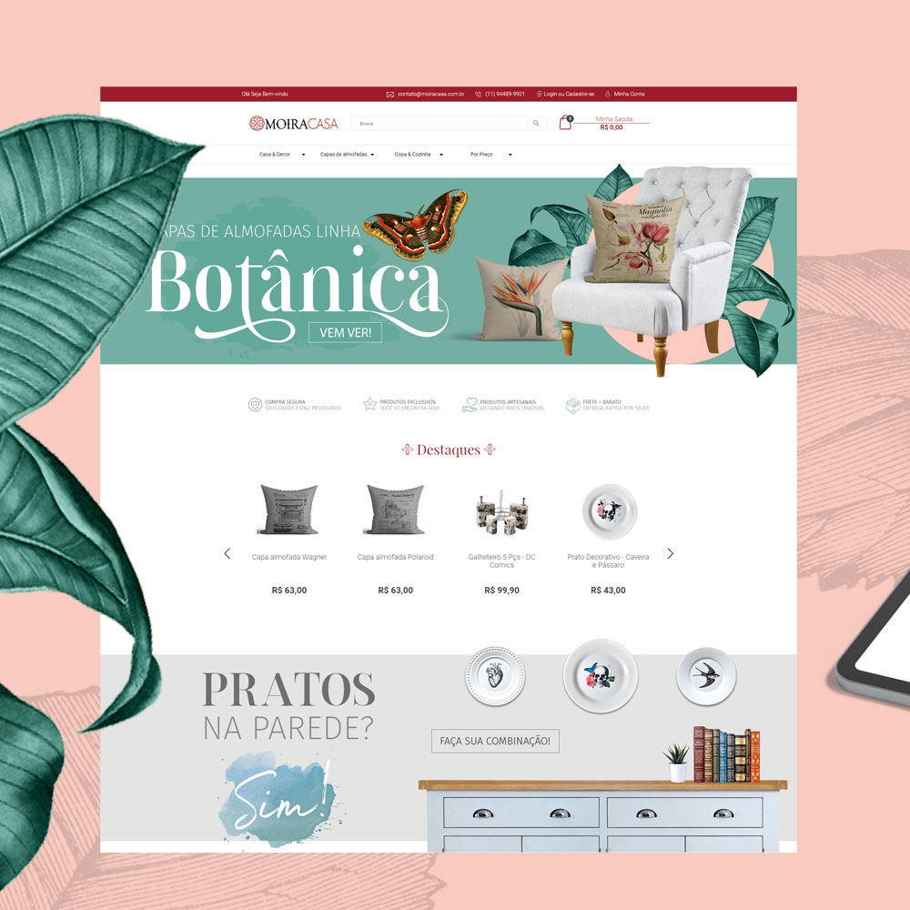Linguagem delicada e naturalista E-commerce Moira Casa
